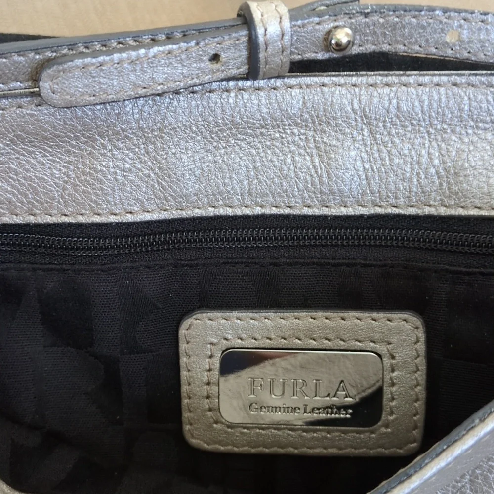 NWOT Furla Metallic Silver Crossbody Bag